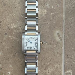 Ladies Silver & 14K Cartier Tank Francaise Watch